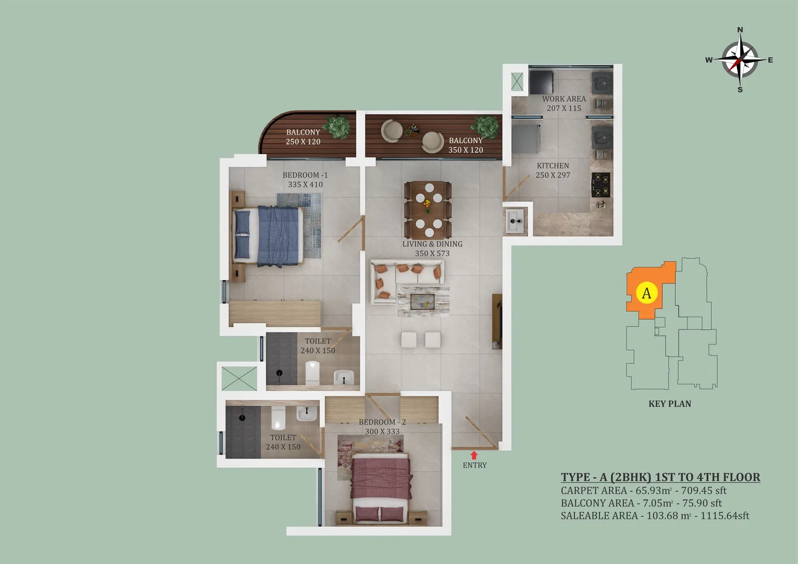 2 BHK Floor Plan